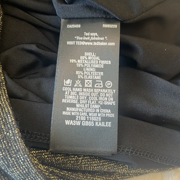 Ted Baker Gold sparkly dress size Ted 5 US 12 - Picture 8 of 11